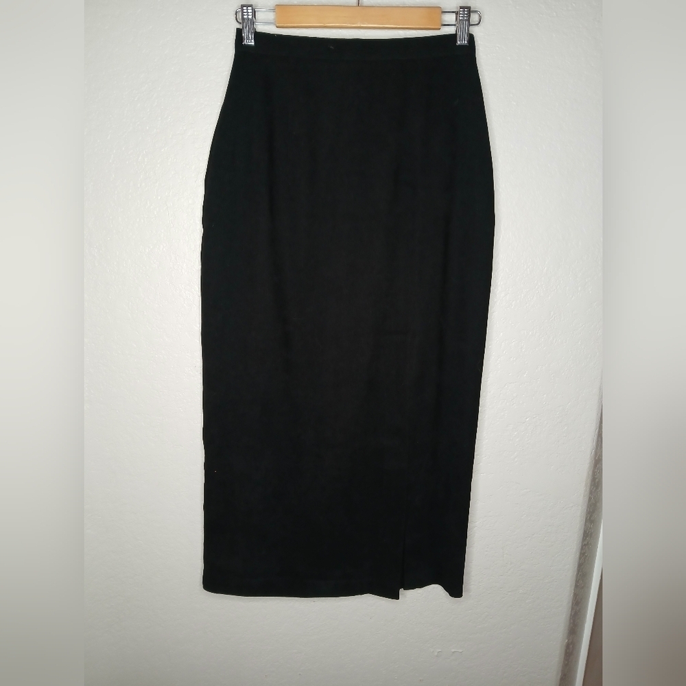 Sarah B Studio Black Long Maxi Pencil Skirt Faux Suede Soft Texture Size 6